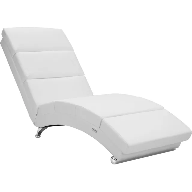 Casaria Relaxfauteuil London - Ligstoel Lounge Verchroomd - Wit Kunstleer