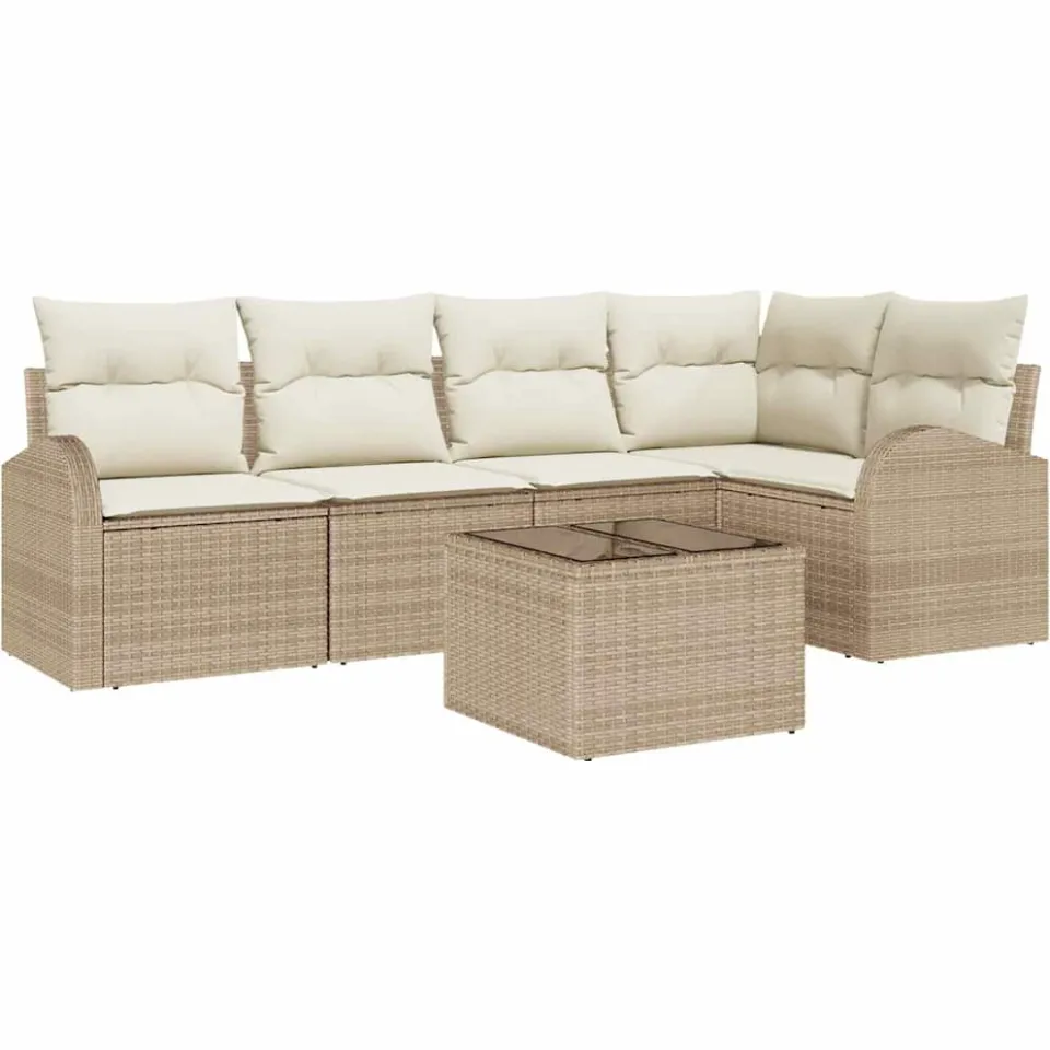 vidaXL Bankstel met kussen Beige Polyester