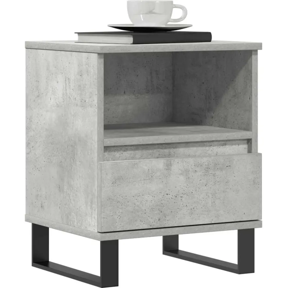 vidaXL Nachtkastjes 2 st 40x35x50 cm bewerkt hout betongrijs grijs