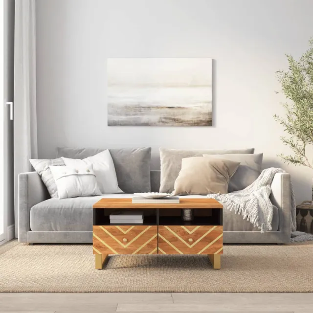 vidaXL Salontafel 80x54x40 cm massief mangohout bruin en zwart, foto 2