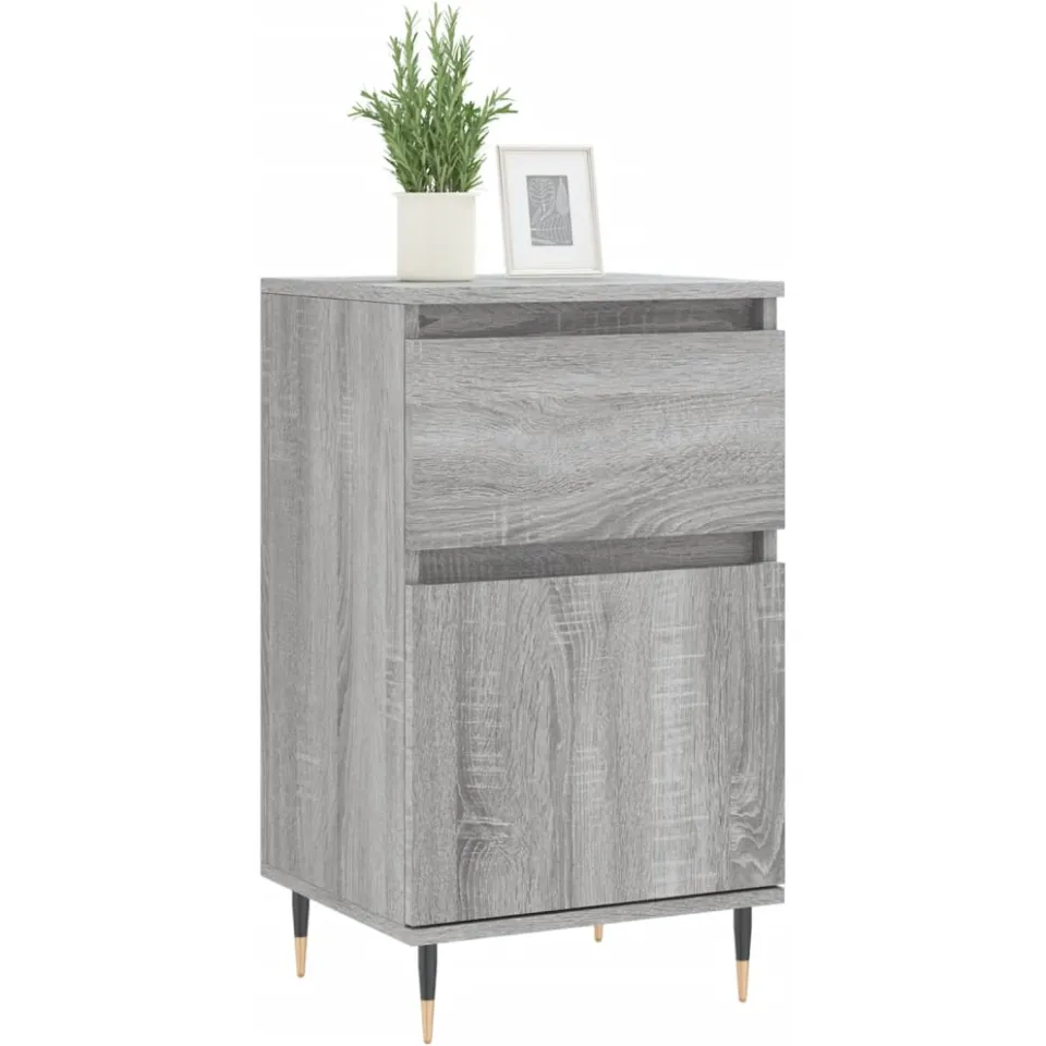 vidaXL Dressoirs 2 st 40x35x70 cm bewerkt hout grijs sonoma, foto 3