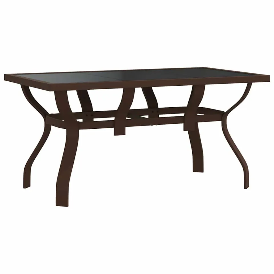 vidaXL Tuintafel 140x70x70 cm staal en glas bruin en zwart, foto 3