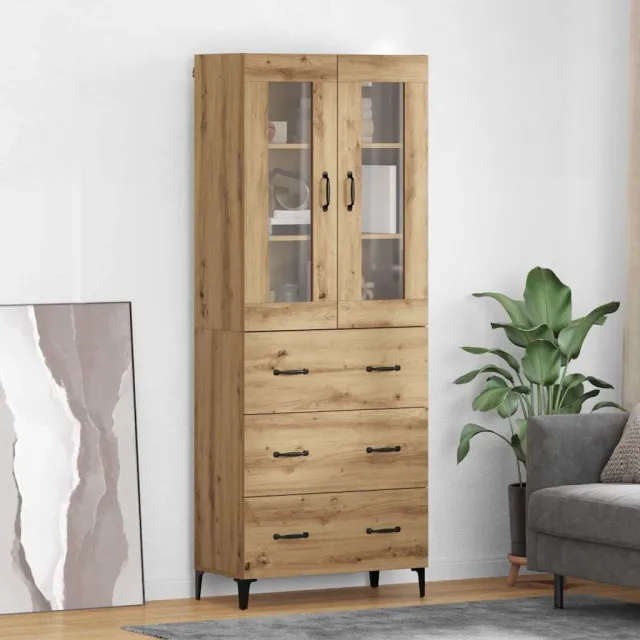 vidaXL Highboard Artisan Eiken 69,5 x 34 x 180 cm Bewerkt hout Bruin