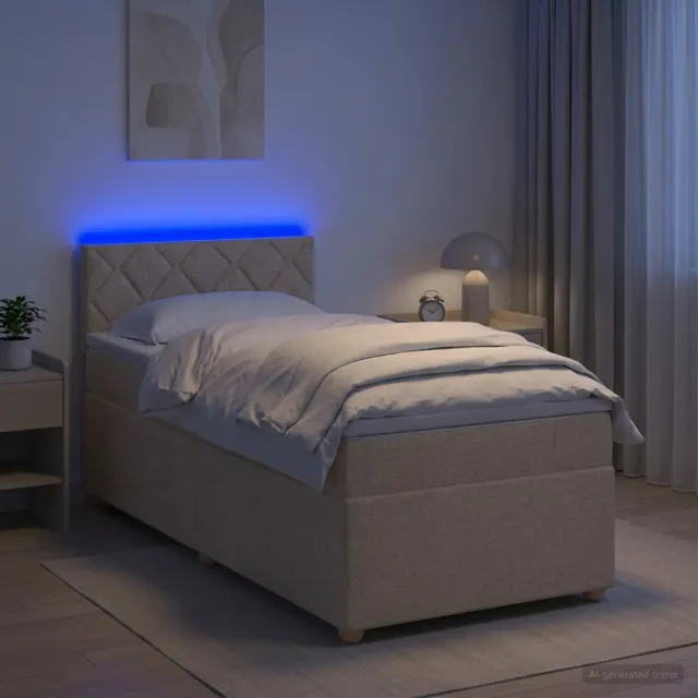 vidaXL Boxspringbed met matras Crèmekleurig 90 x 190 cm Stof
