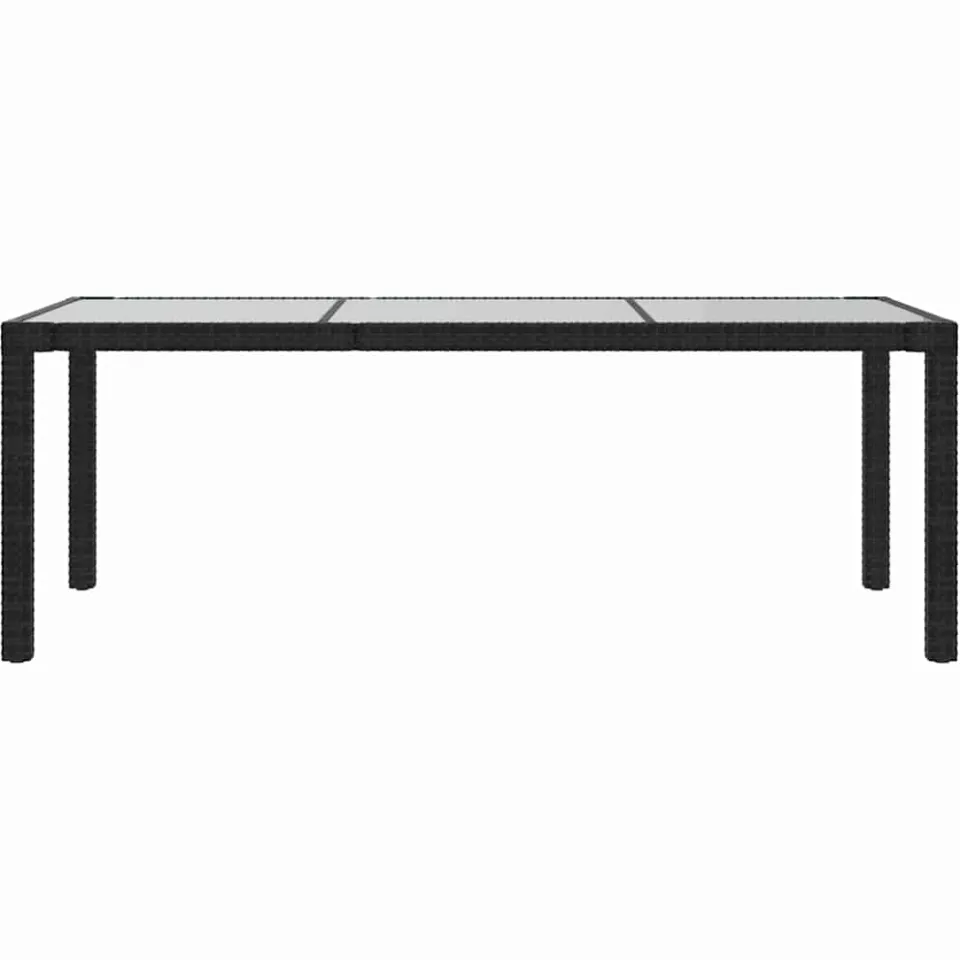 vidaXL Tuintafel 190x90x75 cm gehard glas en poly rattan black Zwart