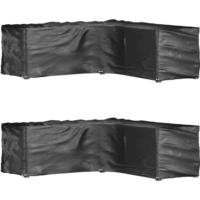 vidaXL Tuinmeubelhoezen L-vormig 2 st 16 oogjes 285x285x90 cm Zwart