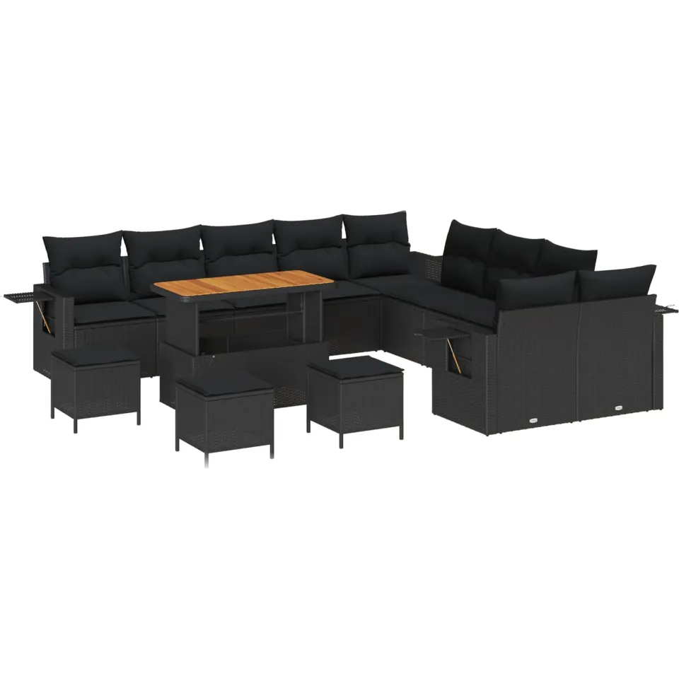 vidaXL Tuin Sofa Set 14 st Zwart poly rattan