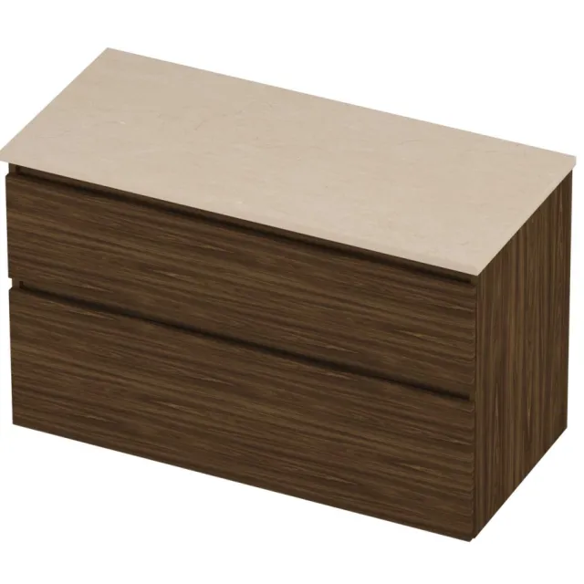 Proline Deck Badmeubelset Hardsteen Asymmetrisch 100x46x55 cm Sand Stone Cabana Oak Eiken