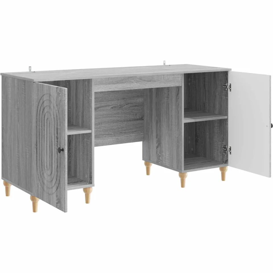 vidaXL Bureau Grijs sonoma 142,5 x 50 x 75 cm Bewerkt hout, foto 4