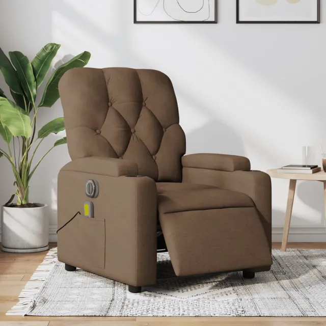 vidaXL Massagestoel elektrisch verstelbaar stof bruin