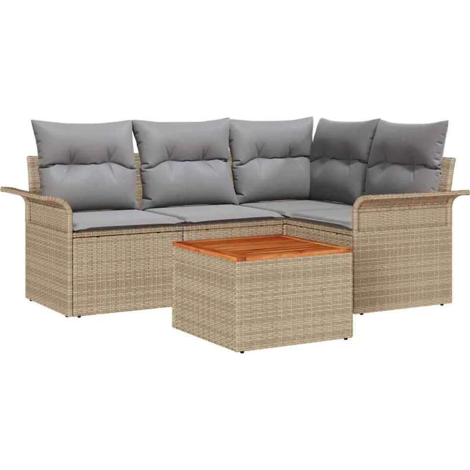 vidaXL Tuinbankenset 5 st Beige poly rattan