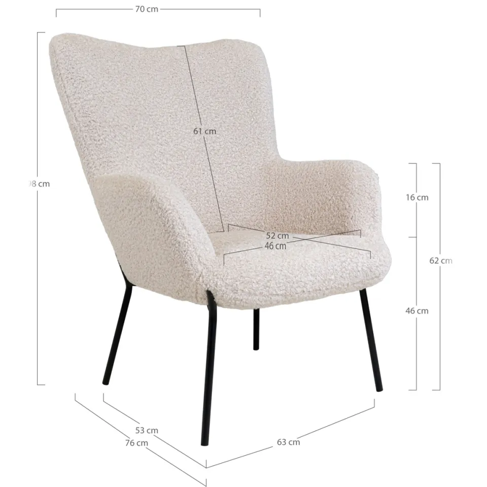 Artichok Rosemarie teddy fauteuil gebroken wit, foto 3