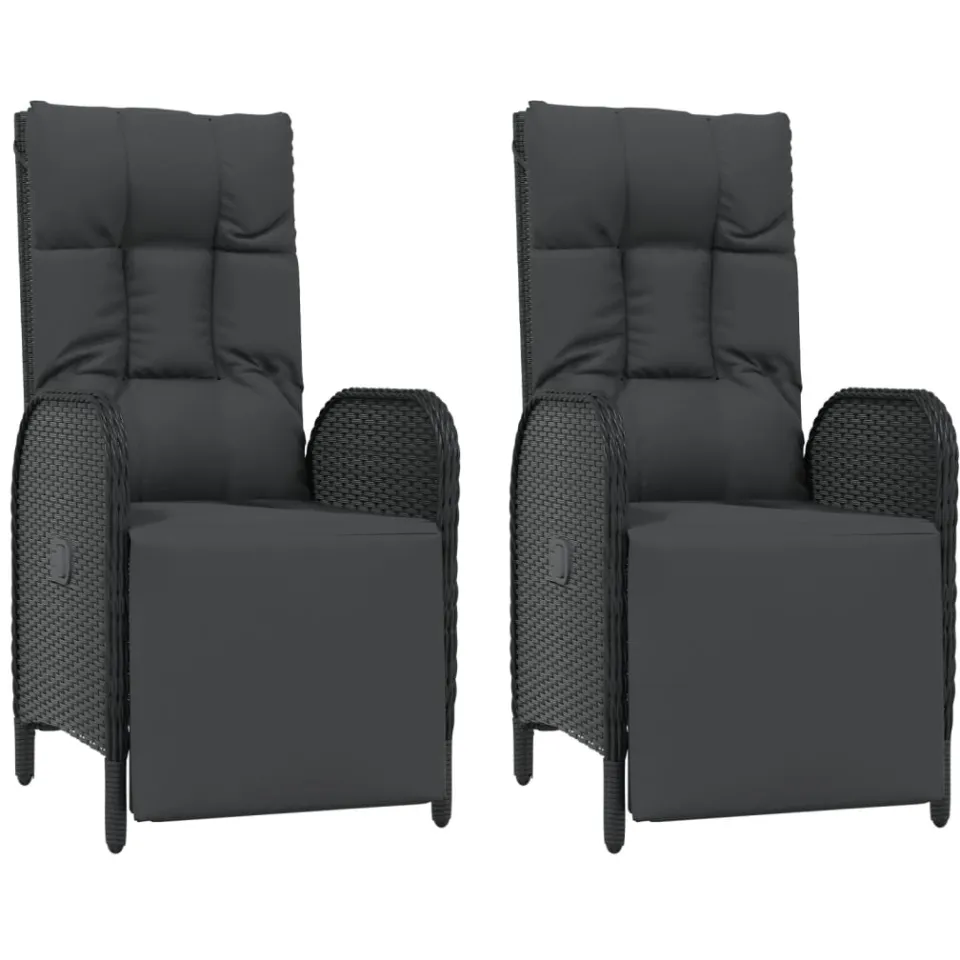 vidaXL 3-delige Tuinset met kussens poly rattan zwart, foto 3