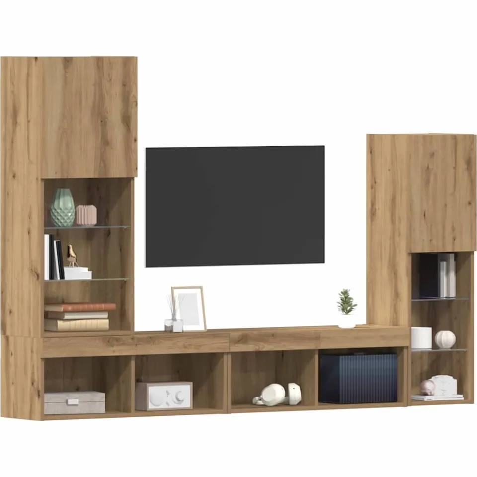vidaXL TV-kast 4 st artisanaal eikenkleurig Bewerkt hout, foto 3