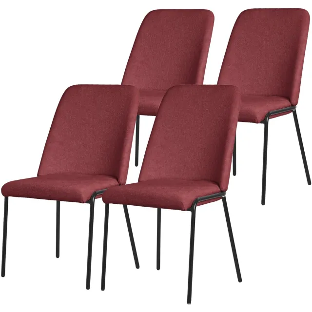 ml-design rood eetkamerstoelen set van 4 gestoffeerde keukenstoelen comfortabel ergonomisch zachte polyester zitting hoge rugleuning metalen poot modern scandinavisch luxe design woonkamer eethoek keuken stoelen elegant minimalistisch Red