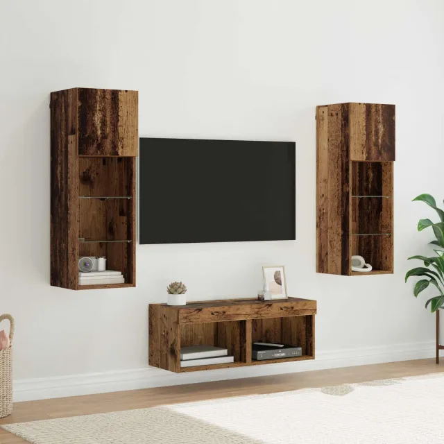 vidaXL TV Wandkasten 4 st Artisan Eiken Bewerkt hout, foto 2