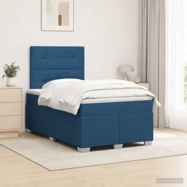 vidaXL Boxspringbed met matras met hoofdeinde Blauw 120 x 190 cm Stof