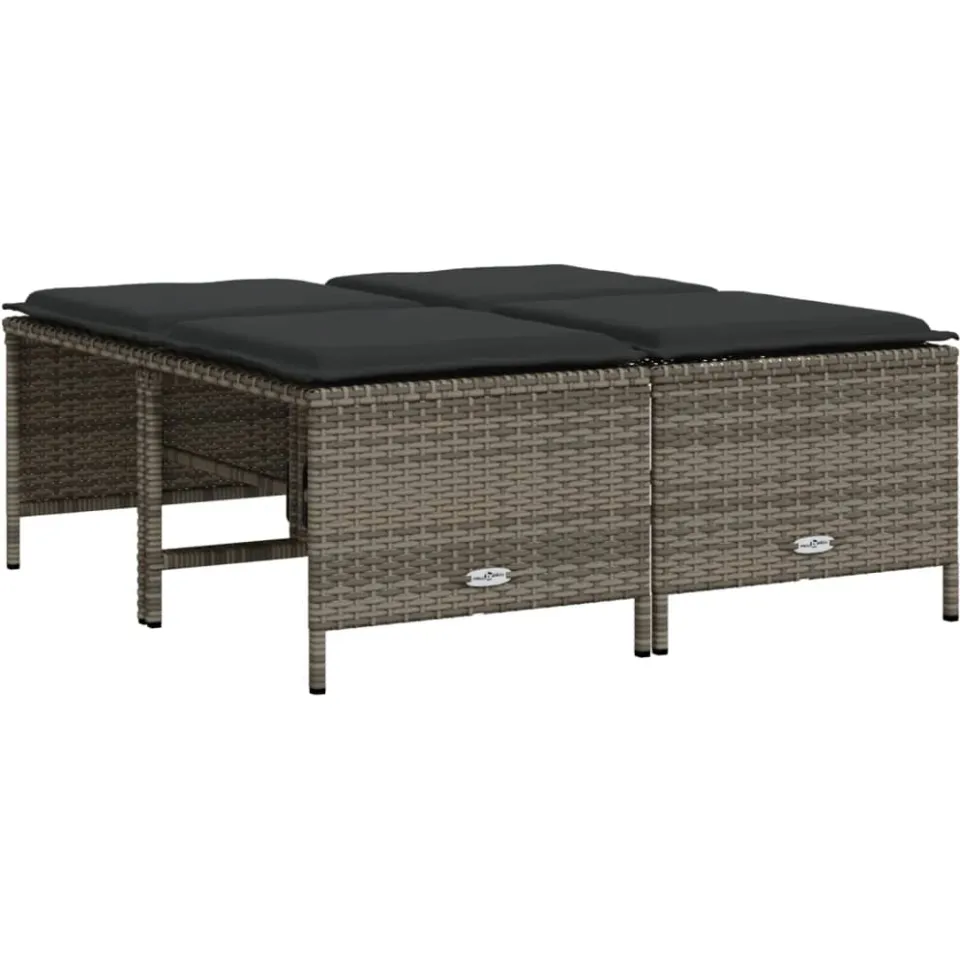 vidaXL 5-delige Loungeset met kussens poly rattan grijs, foto 4