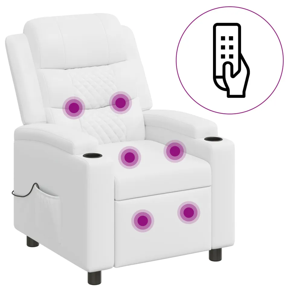 vidaXL Massage-relaxstoel Wit 75 x 93 x 98 cm Stof, foto 2