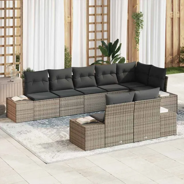 vidaXL Tuin Sofa Set 8 st Grijs poly rattan, foto 2
