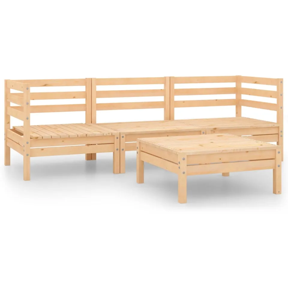 vidaXL 4-delige Loungeset massief grenenhout bruin, foto 3