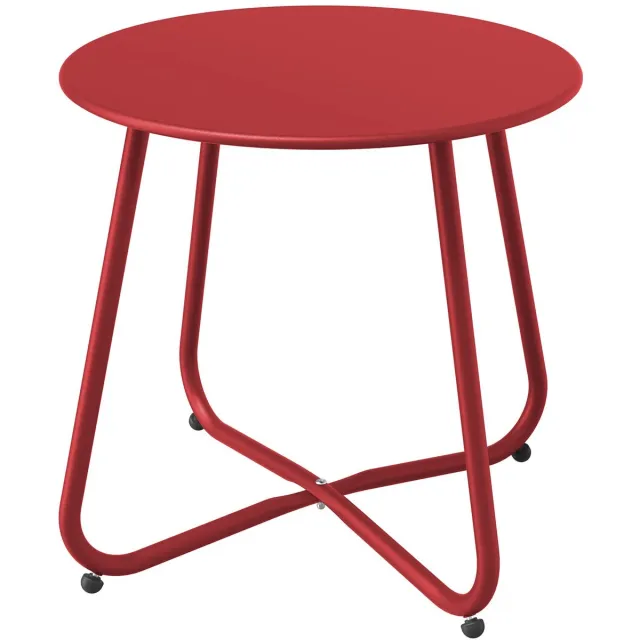Famanu Ronde bijzettafel voor buiten, koffietafel voor tuin en woonkamer, licht en stabiel, eenvoudig te monteren, ideaal voor elke ruimte Zwart