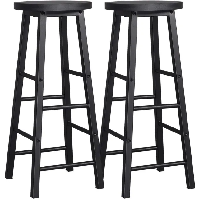 Klarven Barkruk set van 2 Zwart - Industrieel design - Comfortabele zithoogte, Sterke metalen frame - 71 cm