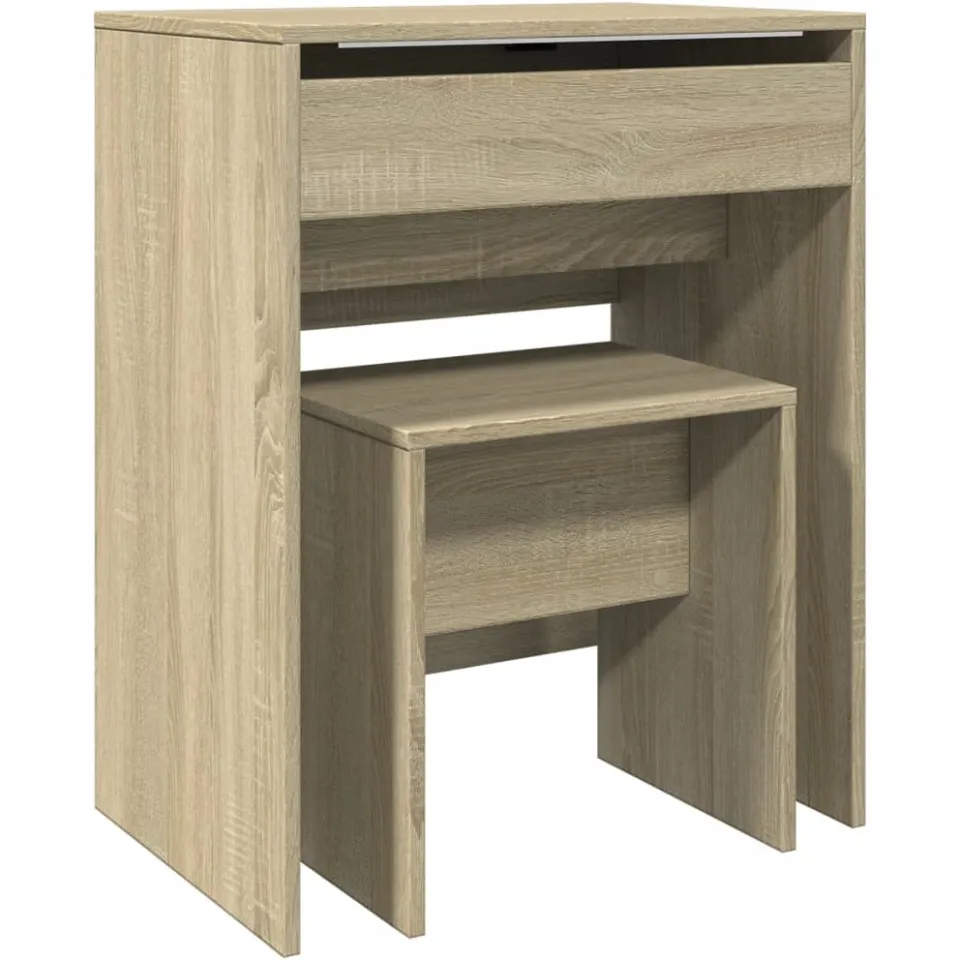 vidaXL Kaptafel met krukje 60x40x113,5 cm sonoma eikenkleurig, foto 3