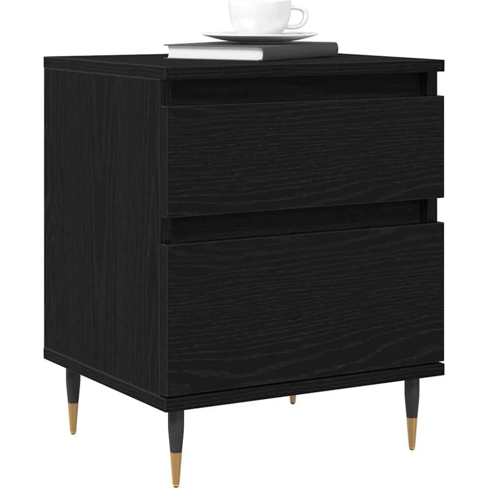 vidaXL Nachtkastje 2 st Zwart Eiken 40 x 35 x 50 cm Bewerkt hout
