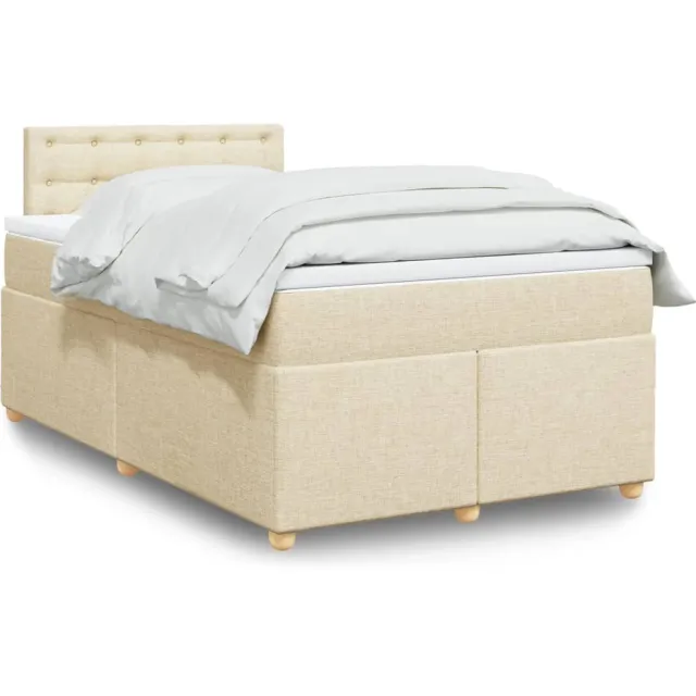 vidaXL Boxspring met matras stof crèmekleurig 120x200 cm