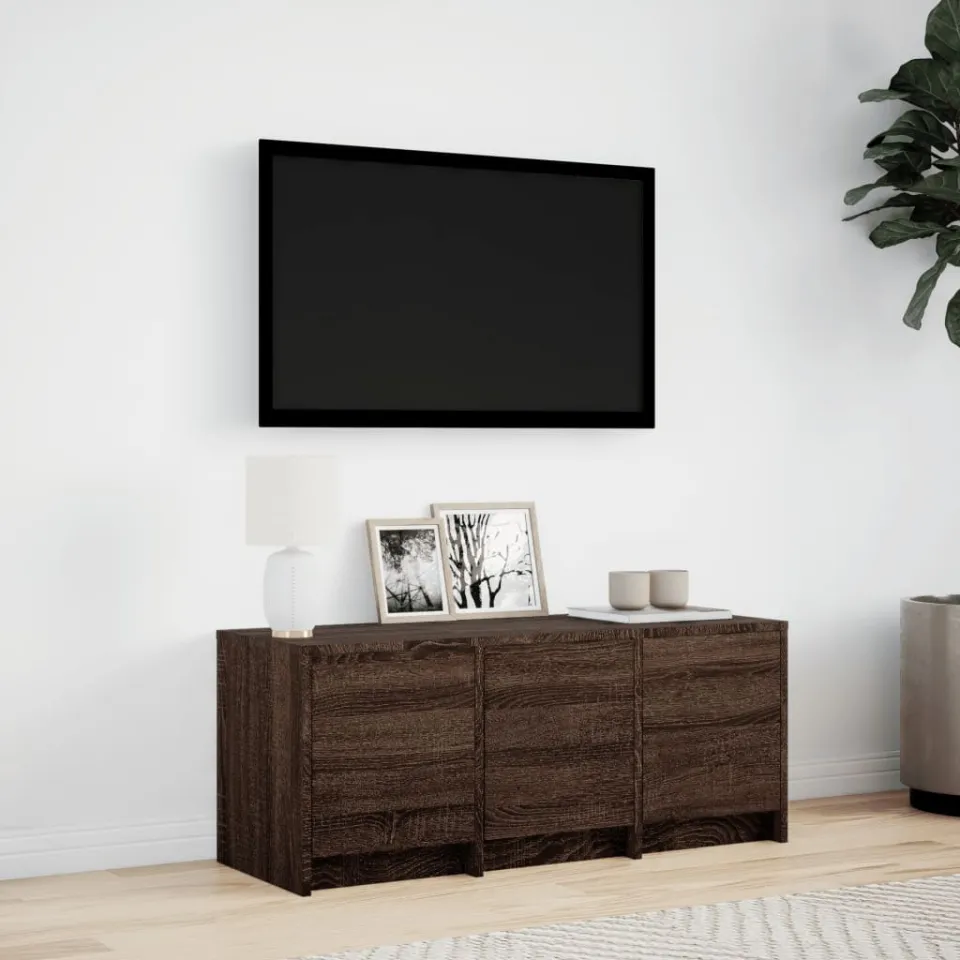 vidaXL Tv-meubel met LED 97x34x40 cm bewerkt hout bruin eikenkleurig, foto 2