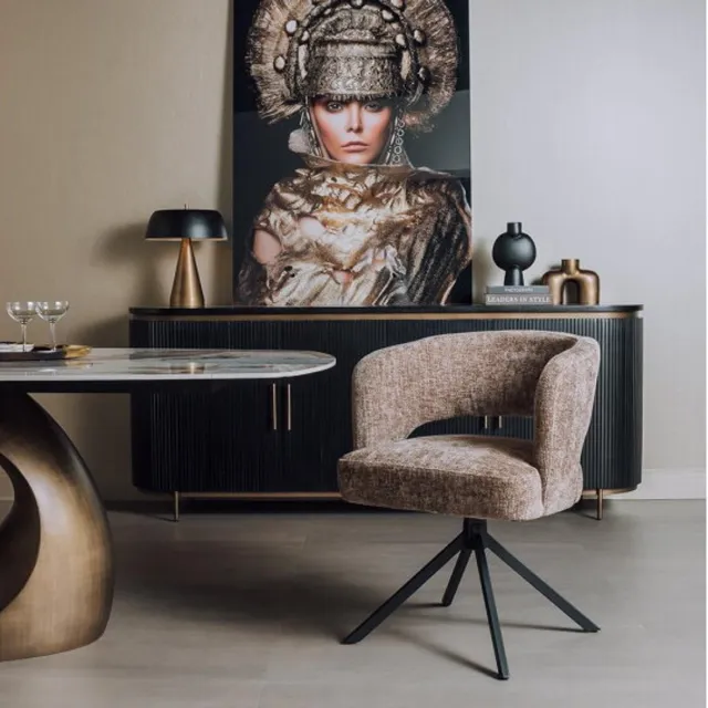 Tower Living Eetkamerstoel Mura draaibaar Chenille - Cappucino Bruin