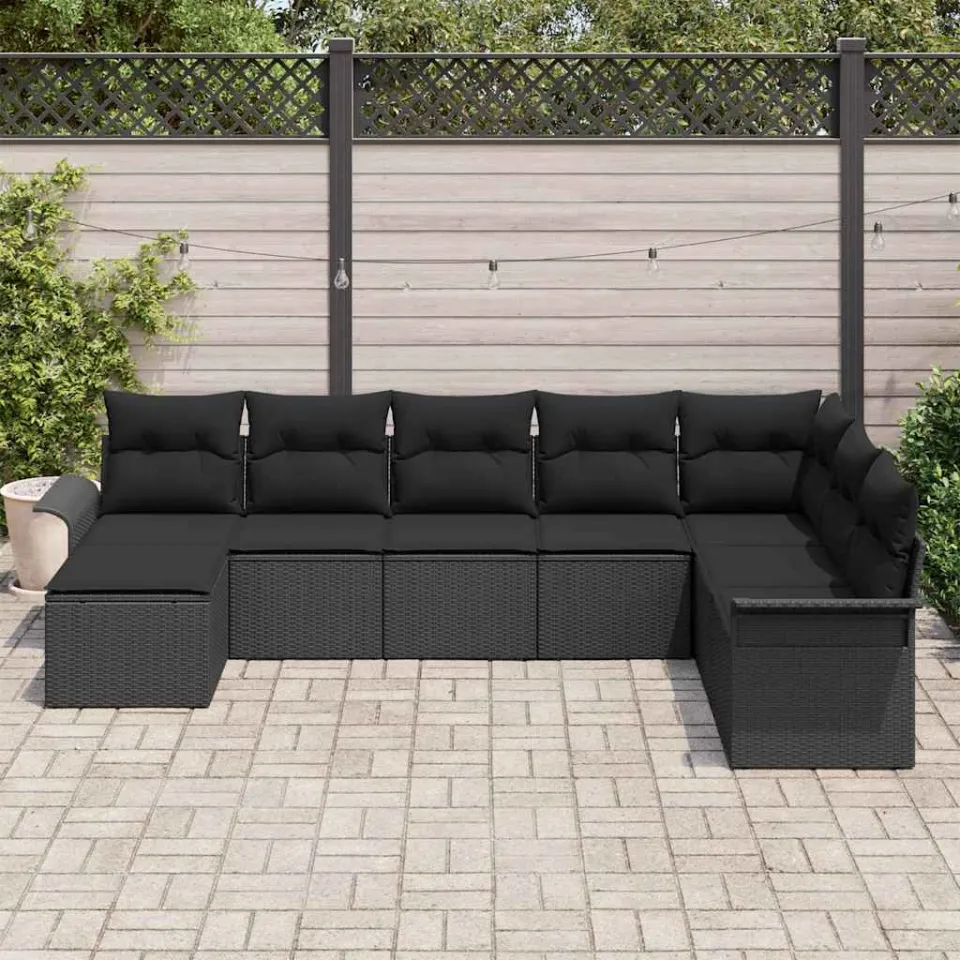 vidaXL Tuin Sofa Set 8 st Zwart Poly riet, foto 3