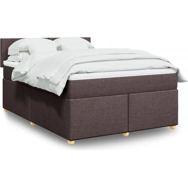 vidaXL Boxspring met matras stof donkerbruin 140x190 cm bruin