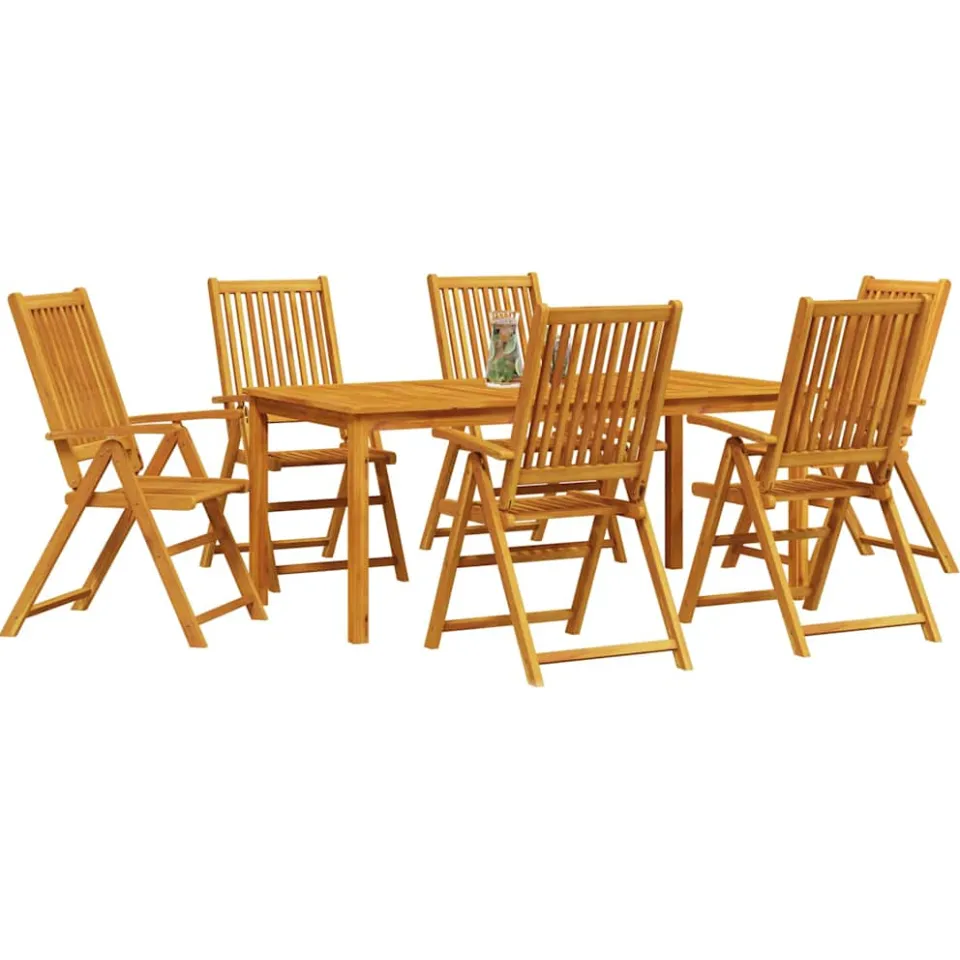 vidaXL Tuin eettafelset 7 st Bruin Massief Acaciahout
