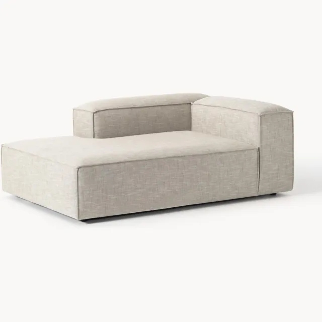 Westwing Collection Chaise longue hoekmodule Lennon van linnenmix Grijs