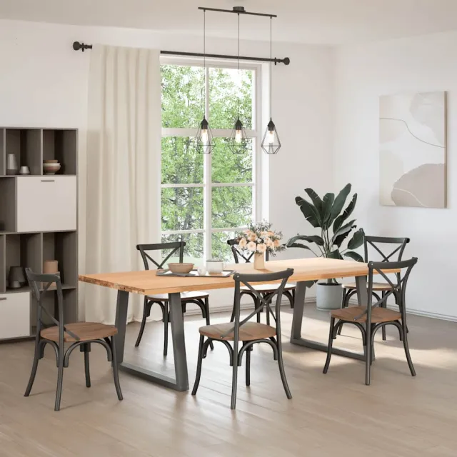 vidaXL Eettafelpoten 2 st V-vormig 90x(72-73,3) cm staal antraciet Anthraciet