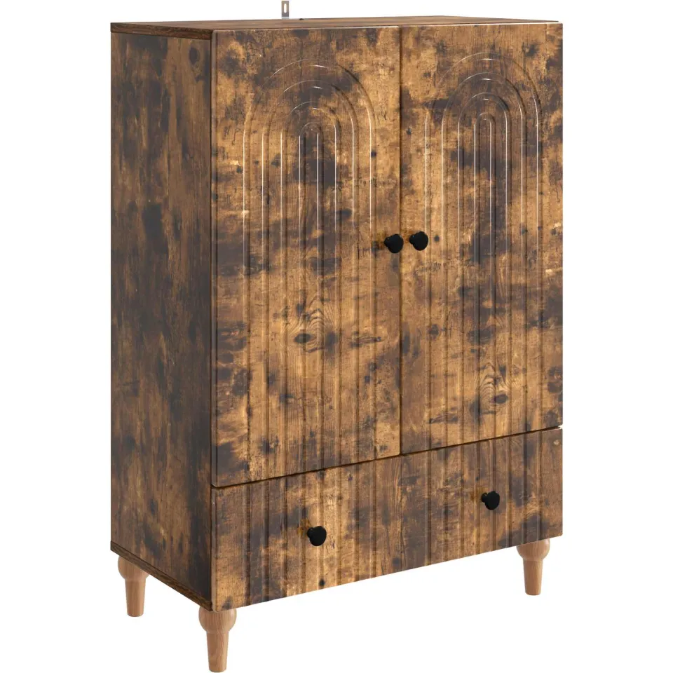 vidaXL Dressoir Gerookt eiken 66 x 34,5 x 95 cm Bewerkt hout Bruin