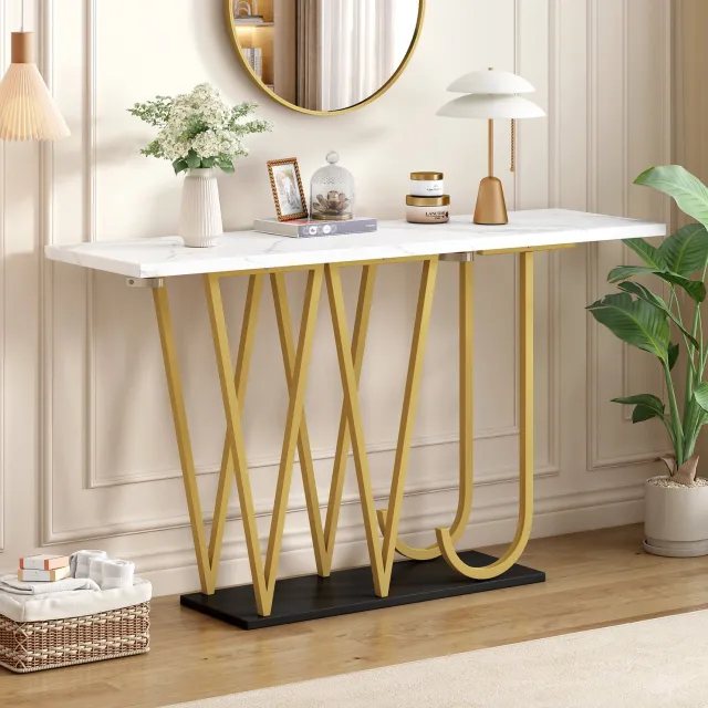 CHICFURN Sidetable - Open opbergruimte - Metalen poten - Wit