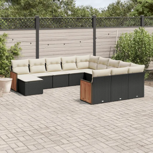 vidaXL 12-delige Loungeset met kussens poly rattan zwart, foto 2