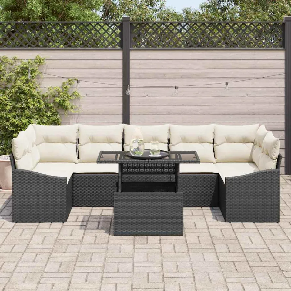 vidaXL Tuin Sofa Set 8 st Zwart poly rattan, foto 3
