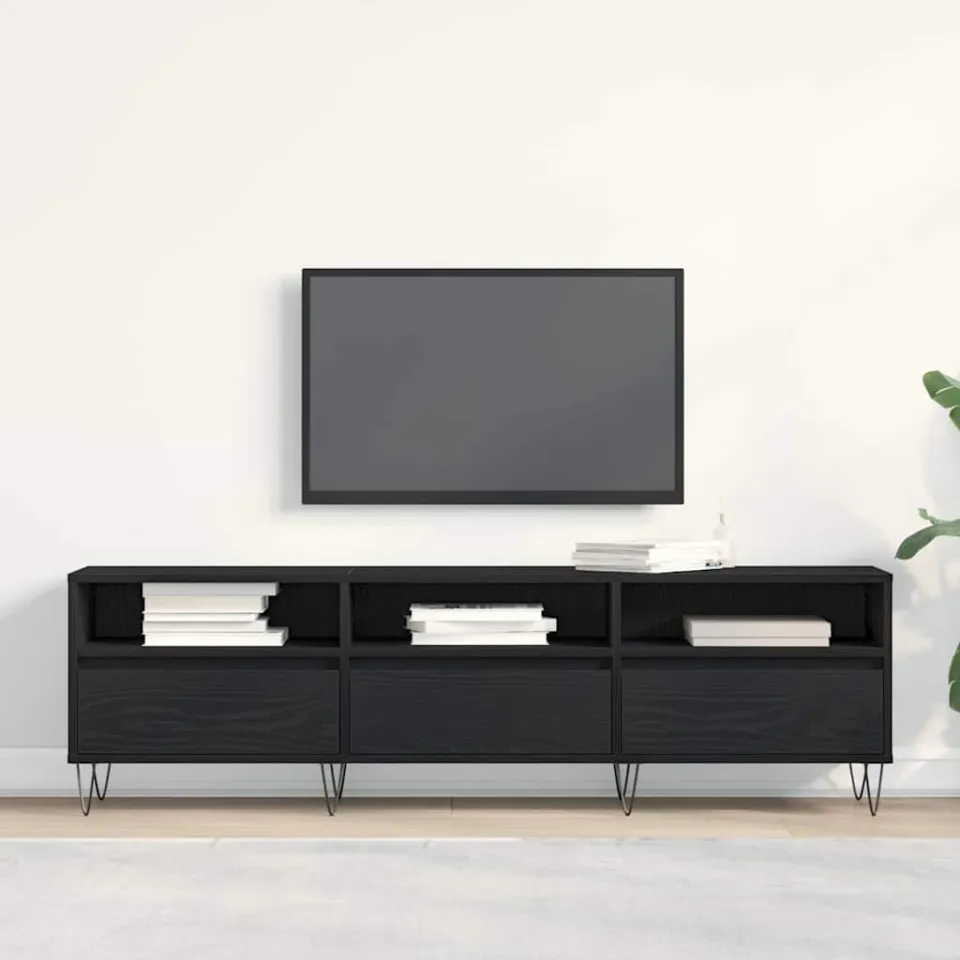 vidaXL TV-kast 150 x 30 x 44,5 cm Zwart Eiken Bewerkt hout, foto 3