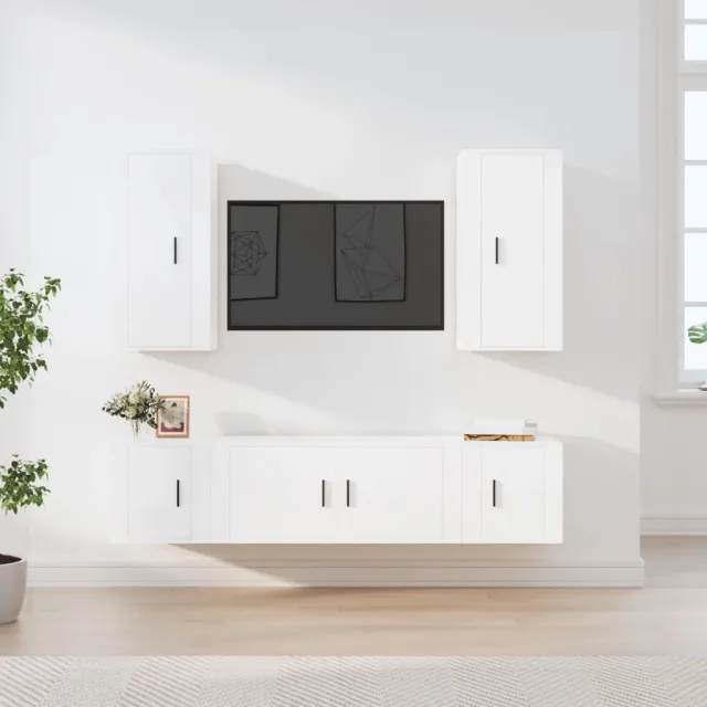 vidaXL 5-delige Tv-meubelset bewerkt hout wit, foto 2