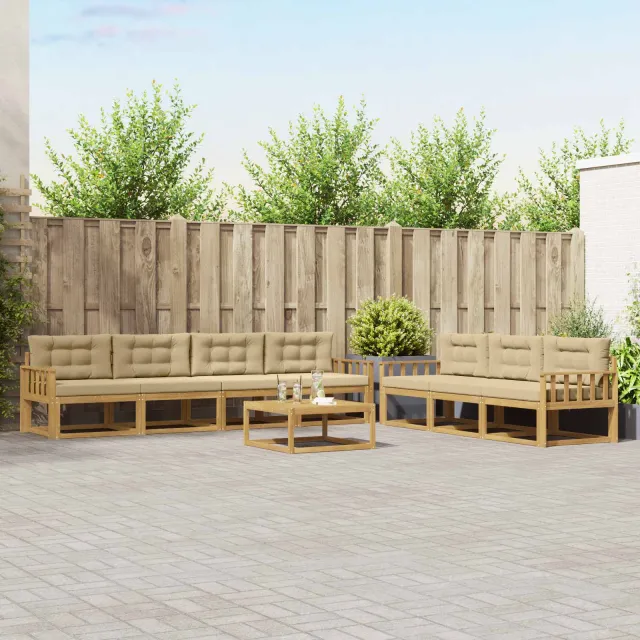 vidaXL Buiten bankenset 7 st 7-zits Wit en Beige