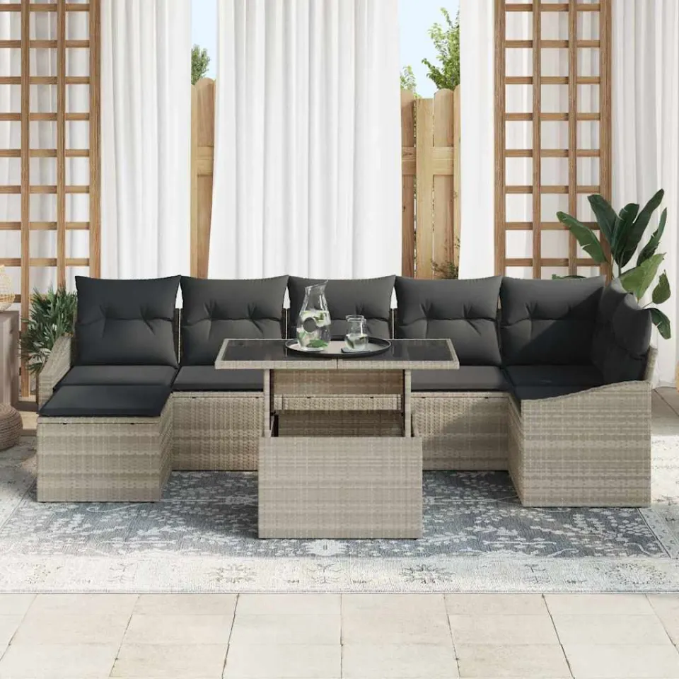 vidaXL Tuin Sofa Set 8 st Licht Grijs en Donker Grijs, foto 3