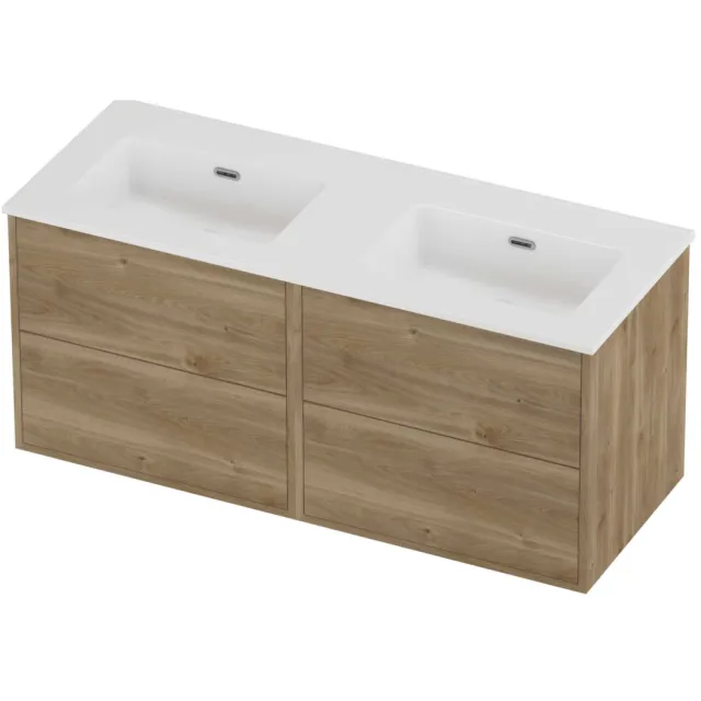 Proline Tribute Badmeubelset Porselein Elegant Zonder Gat 120x46x54 cm Glans Wit Cider Oak Eiken