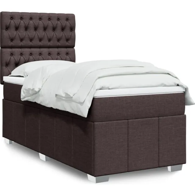 vidaXL Boxspring met matras stof donkerbruin 100x200 cm bruin