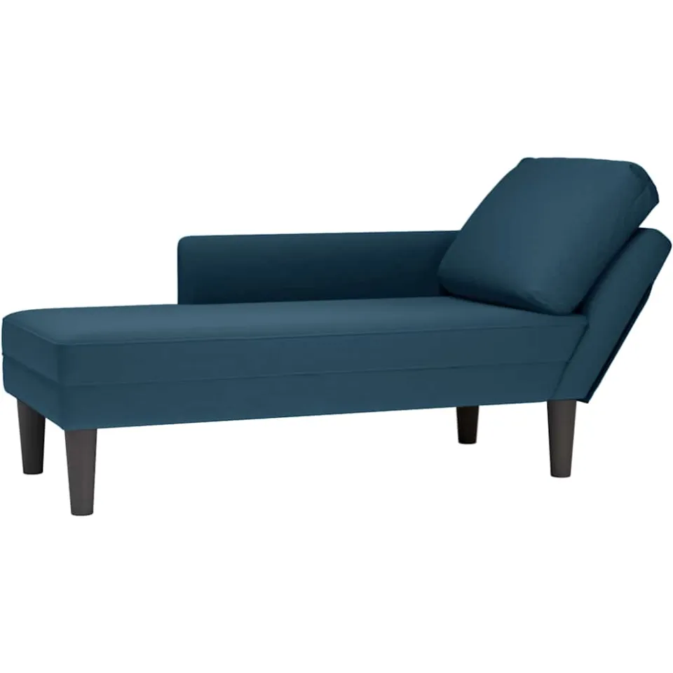 vidaXL Chaise longue met kussen en rechterarmleuning fluweel blauw, foto 4