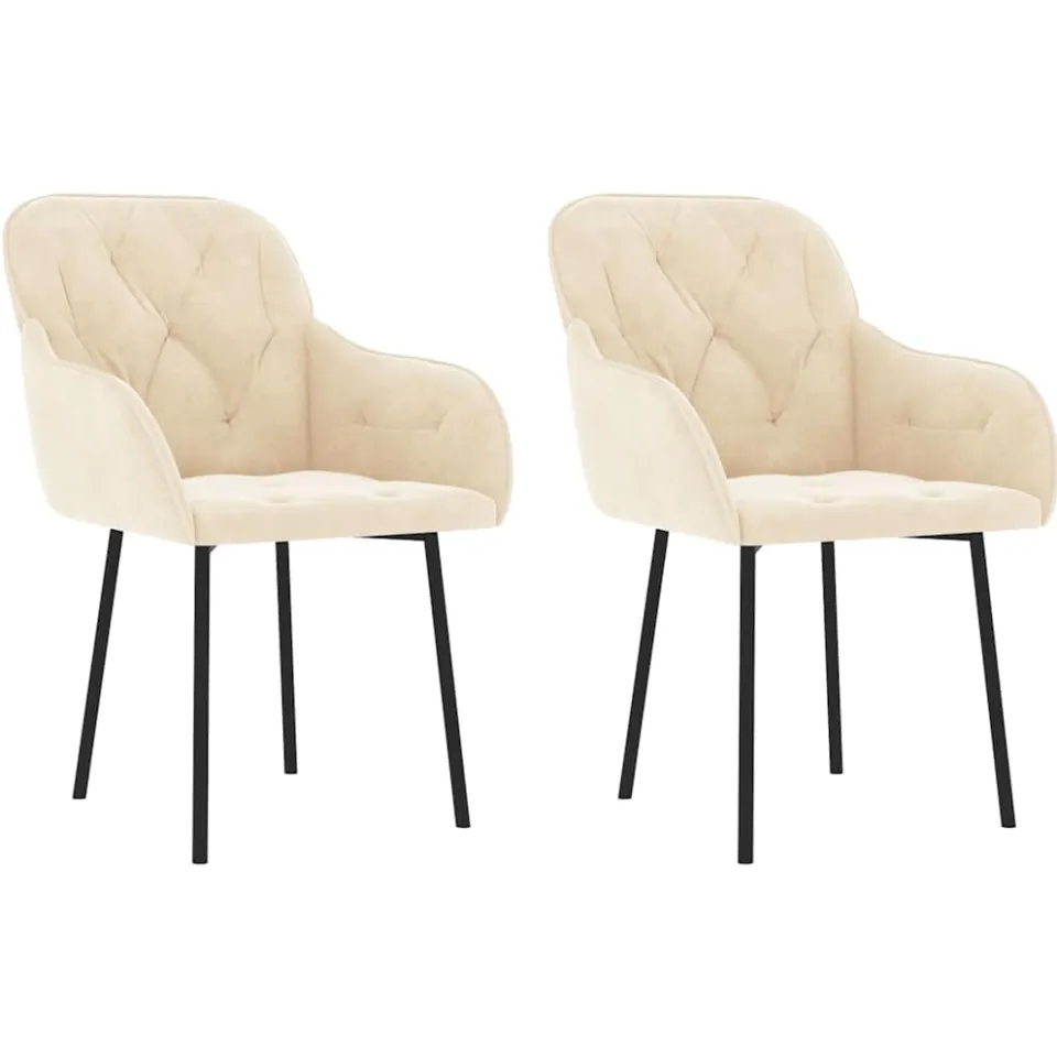 vidaXL Eetkamerstoelen 2 st fluweel crèmekleurig, foto 3