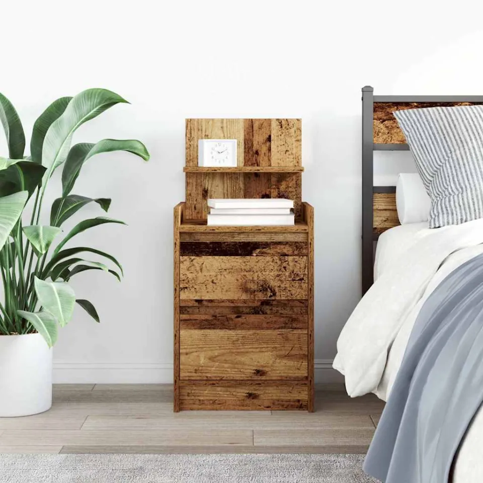 vidaXL Nachtkastje met 2 lades 38x34x80 cm oud houtkleurig bruin, foto 3